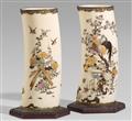 A pair of Shibayama ivory tusk vases. Late 19th century - image-1