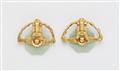 A pair of 18k gold and jade clip earrings - image-2