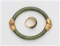 An 18k gold and nephrite bangle and ring - image-2