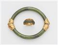 An 18k gold and nephrite bangle and ring - image-1