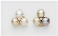 A pair of 18k gold and pearl clip earrings - image-1