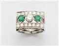 A platinum, diamond, and emerald ring - image-1
