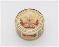 A small round enamelled gold snuff box - image-2