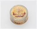 A small round enamelled gold snuff box - image-1