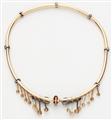 An 18k red gold, silver, and diamond fringe necklace - image-2