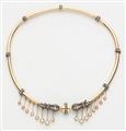 An 18k red gold, silver, and diamond fringe necklace - image-1