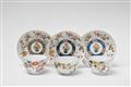 Four Meissen porcelain tea bowls and saucers with Imari decor - image-1