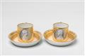 An important pair of Vienna porcelain cups with a double portrait - image-2