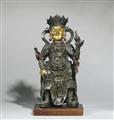 A partly gilt bronze figure of a guardian (vajrapani). 17th/18th century - image-2