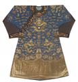 A semi-official embroidered blue silk dragon robe (longpao). 19th century - image-1