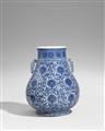 A large blue and white lotus scroll hu vase. 19th century - image-1