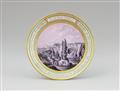 A Vienna porcelain cup and saucer with views of Syracuse - image-2