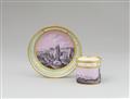 A Vienna porcelain cup and saucer with views of Syracuse - image-1