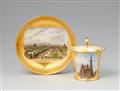 A Vienna porcelain cup and saucer with views of Vienna - image-1