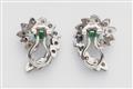 A pair of 14k white gold and emerald clip earrings - image-2