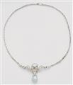 A 14k white gold diamond and pearl necklace - image-1