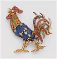 A Bolognese 18k gold and coloured gemstone brooch - image-1