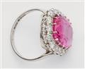 A platinum cocktail ring with a pink Verneuil sapphire - image-3