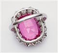 A platinum cocktail ring with a pink Verneuil sapphire - image-4