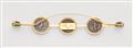 A jewelled 18k gold pin brooch with Roman silver coins - image-2