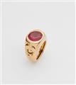 An 18k gold and pink tourmaline mask ring - image-4