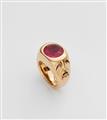 An 18k gold and pink tourmaline mask ring - image-5