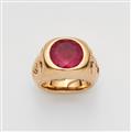 An 18k gold and pink tourmaline mask ring - image-1