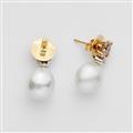 A pair of 18k gold, pearl and fancy diamond earrings - image-2