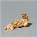 An ivory netsuke of a mermaid with a pearl. 18th century - image-2