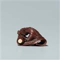 A boxwood netsuke of a dragon in a hanging scroll. First half 19th century - image-3