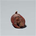 An Ise school wood netsuke of a coin chain, by Masanao. Mid-19th century - image-3