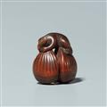 A boxwood and ivory netsuke of a monkey with a worm. Mid-19th century - image-2