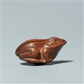 A wood netsuke of a frog. 19th century - image-2