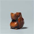 A wood netsuke of a frog. Second half 19th century - image-1