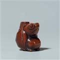 A wood netsuke of a frog. Second half 19th century - image-2