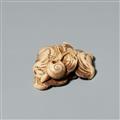 A stag horn netsuke of a snail on a mushroom. Mid-19th century - image-3