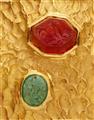 An 18k gold gemstone intaglio bangle - image-4