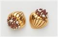 A pair of 18k gold ruby clip earrings - image-1