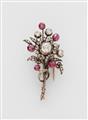 A 14 kt gold ruby and diamond bouquet brooch - image-1