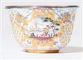 An "émail de Saxe" tea bowl and saucer - image-3