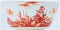 A Meissen porcelain slop bowl with a merchant navy scene in iron red - image-3