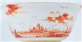 A Meissen porcelain slop bowl with a merchant navy scene in iron red - image-4
