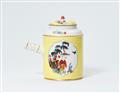 A Meissen porcelain chocolate pot with yellow ground and chinoiseries - image-2