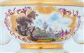 A small Meissen porcelain ecuelle and cover with courtly garden scenes - image-3