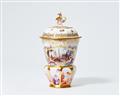 A Meissen porcelain cup and cover with merchant navy scenes - image-1