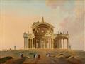 Pierre-Antoine Demachy - Two Fanciful Architectural Studies with Figures - image-2