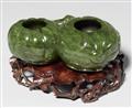 A spinach green jade brush washer. Qing dynasty - image-1