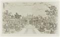 After Yi Lantai . 20th century - Sixteen etchings on wove paper depicting palaces, pavilions and gardens created by Giuseppe Castiglione in the Xiyang Lou (Western mansions) on the imperial grounds of the Old S... - image-2