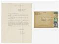 Guan Liang - Seven album leaves with scenes from the Peking Opera and opera figures. Ink on paper. Signed Guan Liang and sealed. In addition (in copies): Typewriter-written letter from the a... - image-7