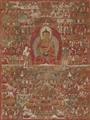 Thangka des Amitabha in seinem Westlichen Paradies Sukhavati. Tibet 15. Jh. oder später - image-1